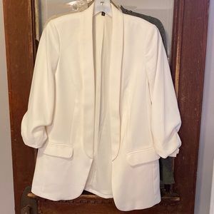 Express White Open Blazer